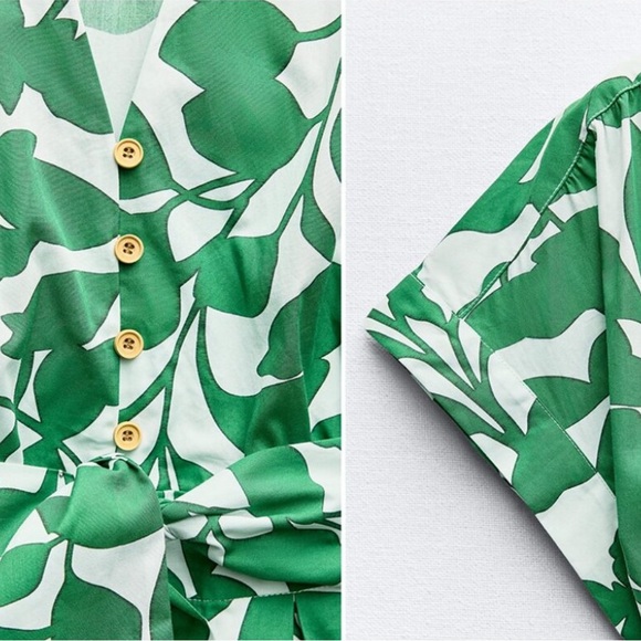 Green Leaf Print Maxi Dress - Picture 4 of 4